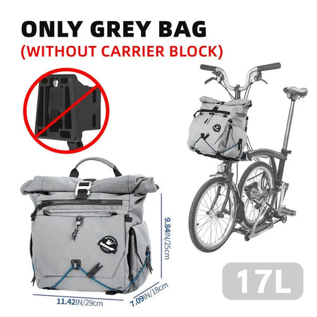 Rhinowalk Bike Handlebar Bag 17L For Brompton Dahon Folding Bike Cycling Backpack Front Quick Release Urban Basket No Adapter by InterCyprus Trading Ltd