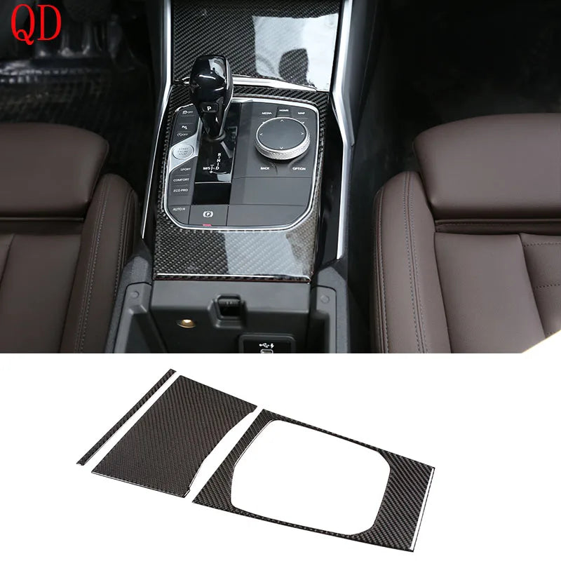 3Pcs Pegatina Suave de Fibra de Carbono para Consola BMW Serie 3 G20 G22