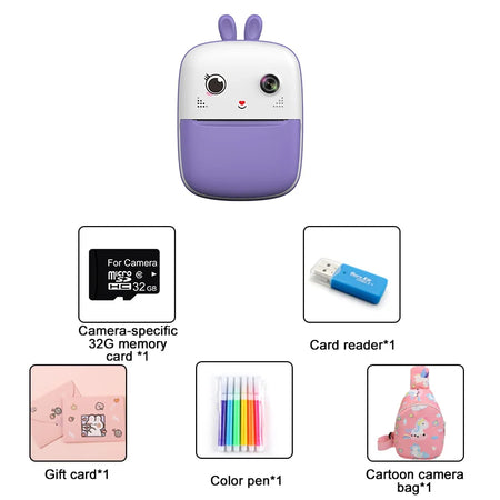 Kids Instant Print Digital Camera &ndash; Instant Photo Prints Purple-with bag