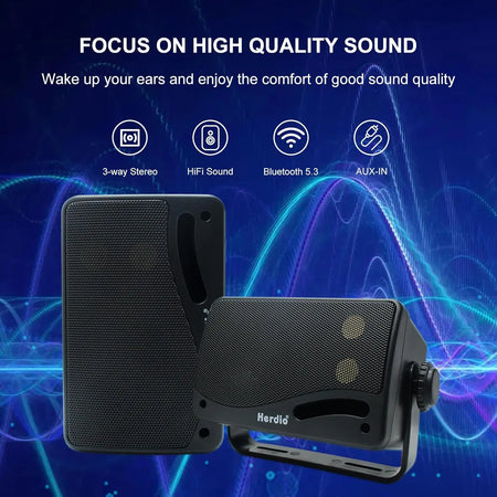 Herdio 3.5" Waterproof Outdoor Bluetooth Speakers - 200W Premium Sound