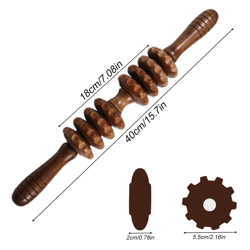 Wood Therapy Roller Gear Stick &ndash; High-Quality Natural Wood Massage Tool 10