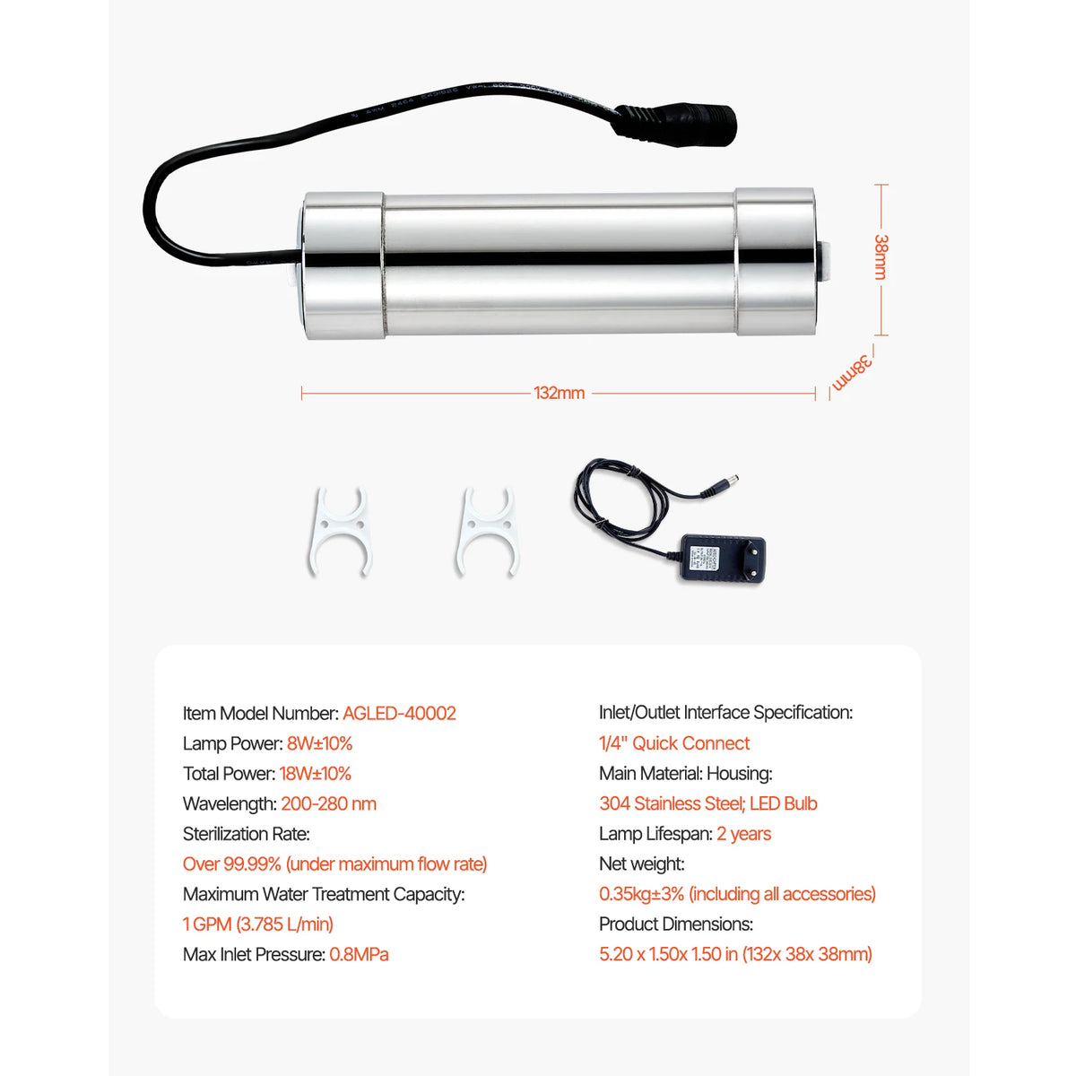 SucceBuy UV Water Purifier 8W &ndash; Whole House Filtration 8W 1GPM / CZECH REPUBLIC