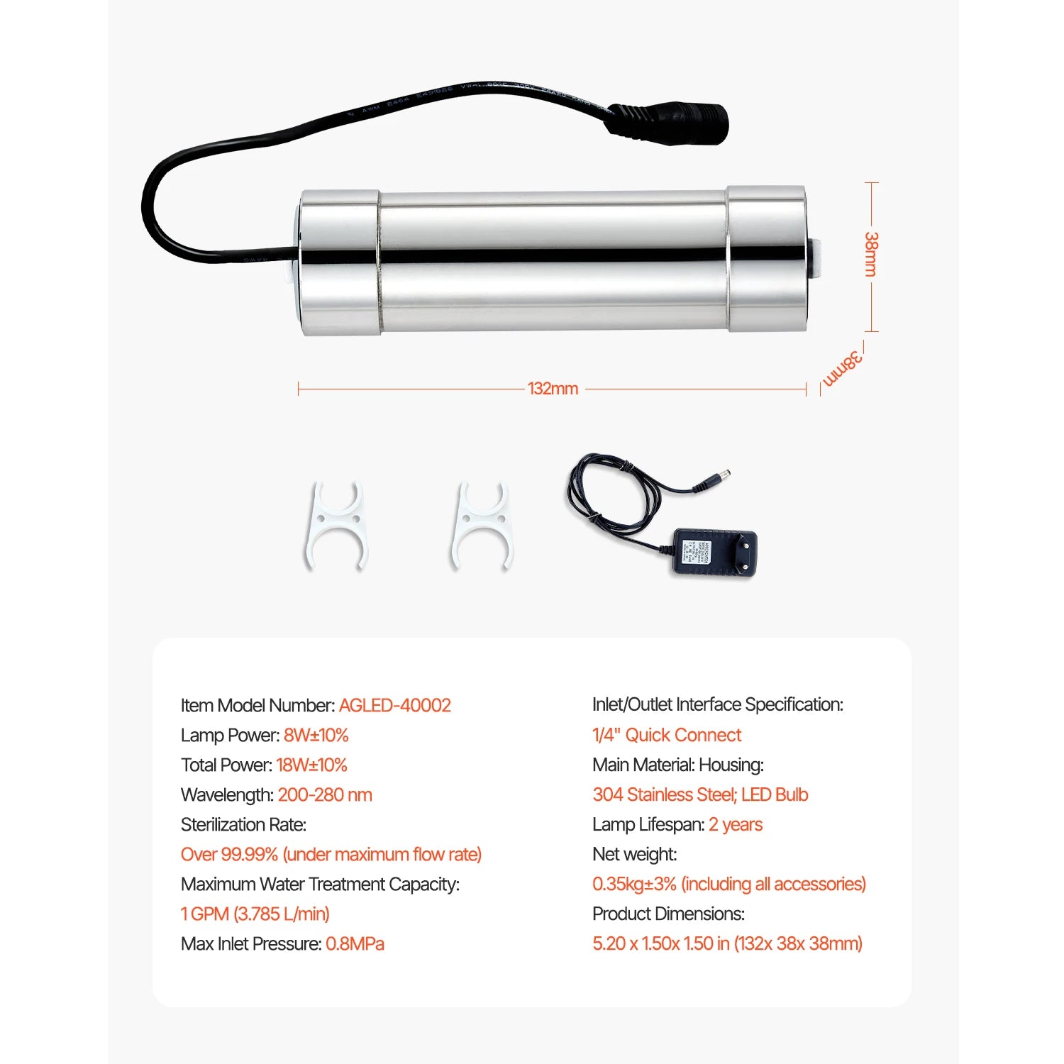 SucceBuy UV Water Purifier 8W &ndash; Whole House Filtration 8W 1GPM / CZECH REPUBLIC