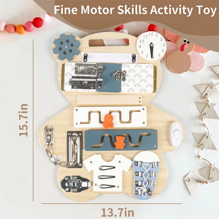 Montessori Bear Busy Board &ndash; Travel Ready Life Skill Toy