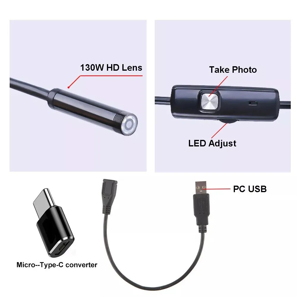 7.0mm Endoscope Camera 3in1 Type-C Micro USB &ndash; Waterproof