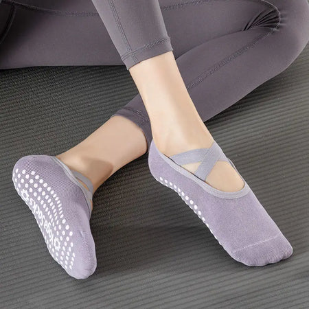 Women Yoga Socks Anti Slip Bandage &ndash; Non Slip Acupressure Comfort purple / Sizes 32-39