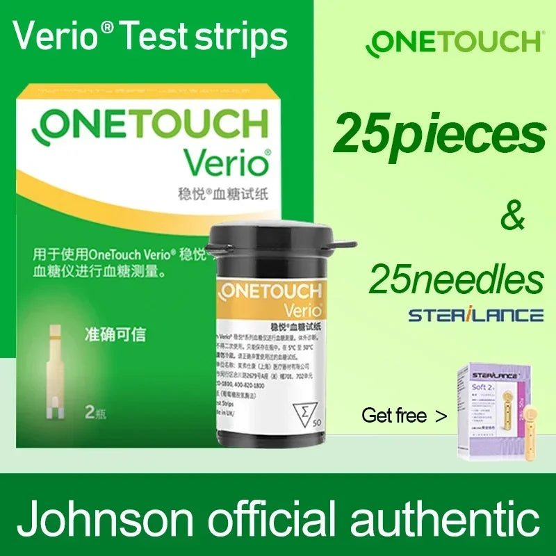 25 50 100Pcs Onetouch Verio Test Strips - Accurate Readings 25 strips-no box