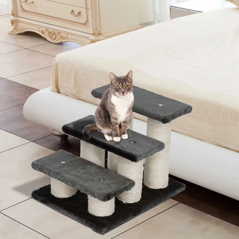 Escaleras de felpa para mascotas para gatos y perros de 3 pasos de fácil acceso