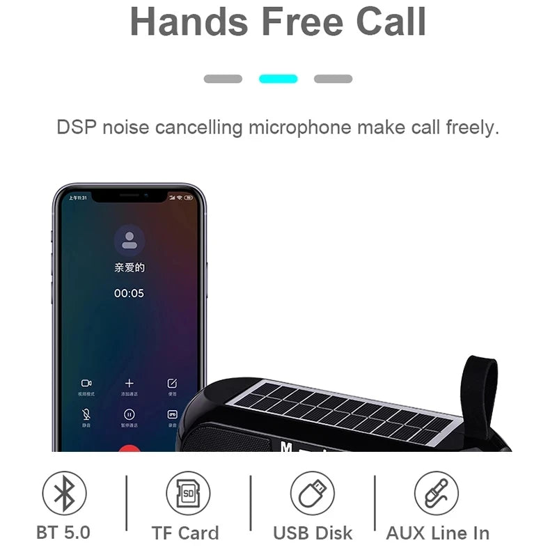 Bluetooth Solar Outdoor Speaker with FM Radio and MP3 Playback