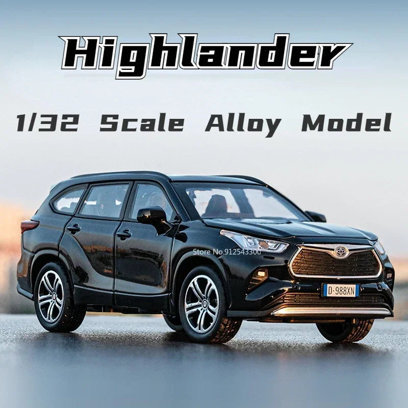 Carro de Brinquedo em Liga de Metal Diecast em Escala 1:32 para Toyota Highlander