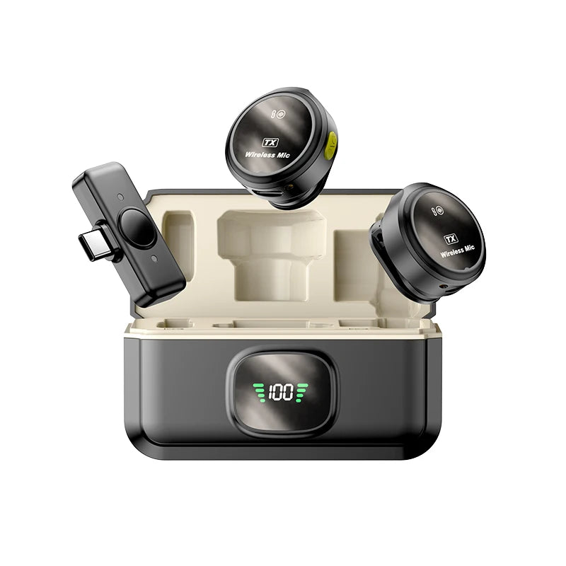 CrownQu Wireless Lavalier Microphone &ndash; Magnetic Noise Reduction with Charging Box