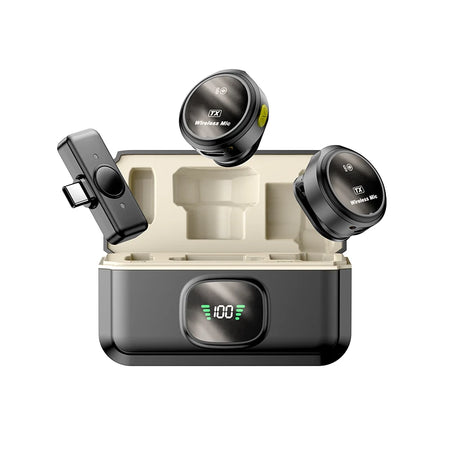 CrownQu Wireless Lavalier Microphone &ndash; Magnetic Noise Reduction with Charging Box