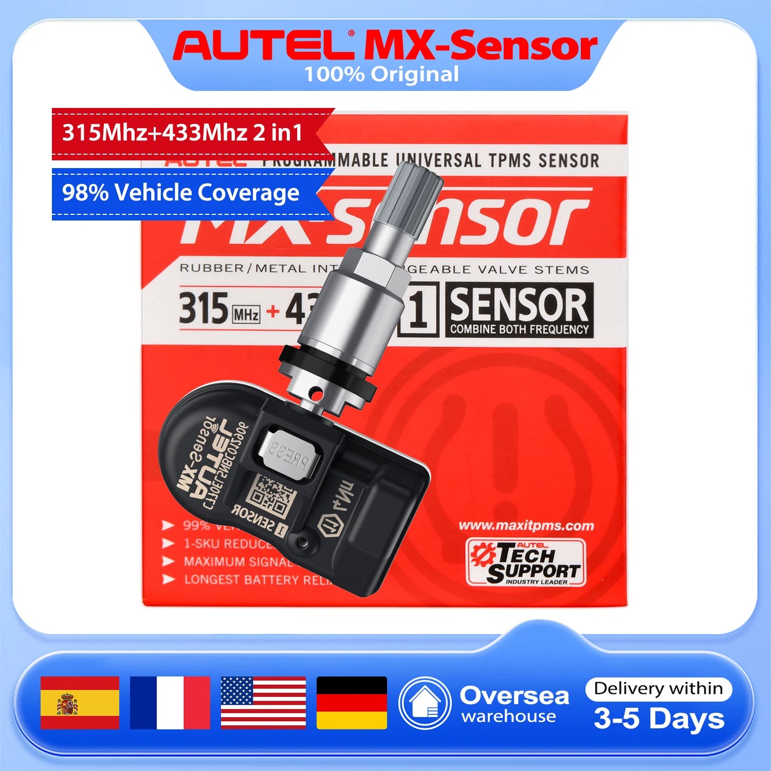Autel MX-Sensor &ndash; 2in1 TPMS Replacement 433MHz 315MHz