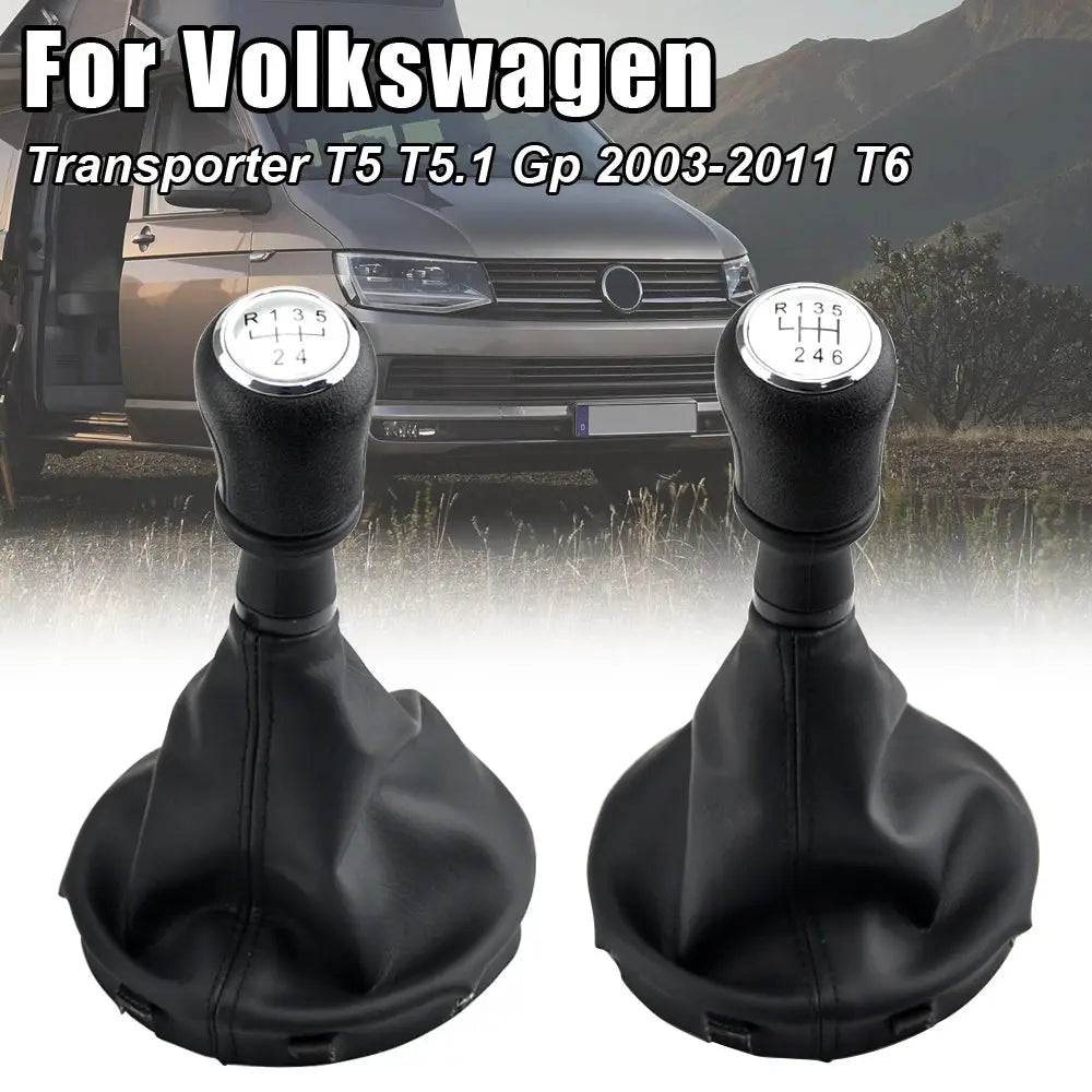 Gear Shift Knob Leather Boot Cover for Volkswagen Transporter T5 T5.1 T6 5/6 Speed by InterCyprus Trading Ltd