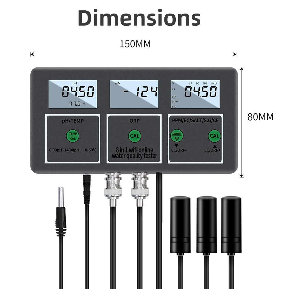 pH-W218 Water Quality Tester - 8-In-1 WiFi Data Transfer