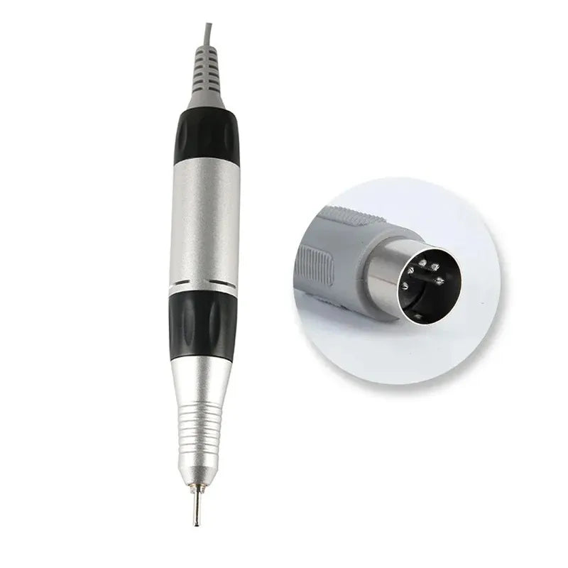 Electric Nail Drill Pen Handle &ndash; Multi Hole Compatibility Silver Black