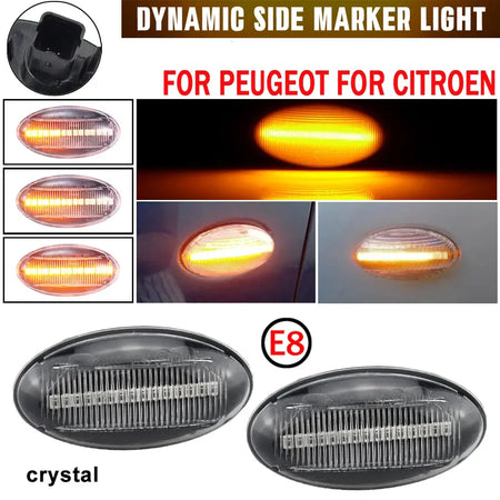 2PCS Dynamic Side Marker Flowing Turn Signal Light LED sequential blinker for Peugeot 307 206 207 407 107 for Citroen C1 C2 C3 by InterCyprus Trading Ltd