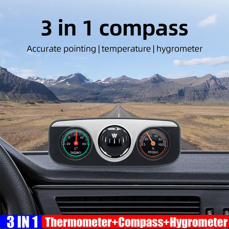 Car Compass 3 in 1 Ball &ndash; Digital Thermometer Hygrometer