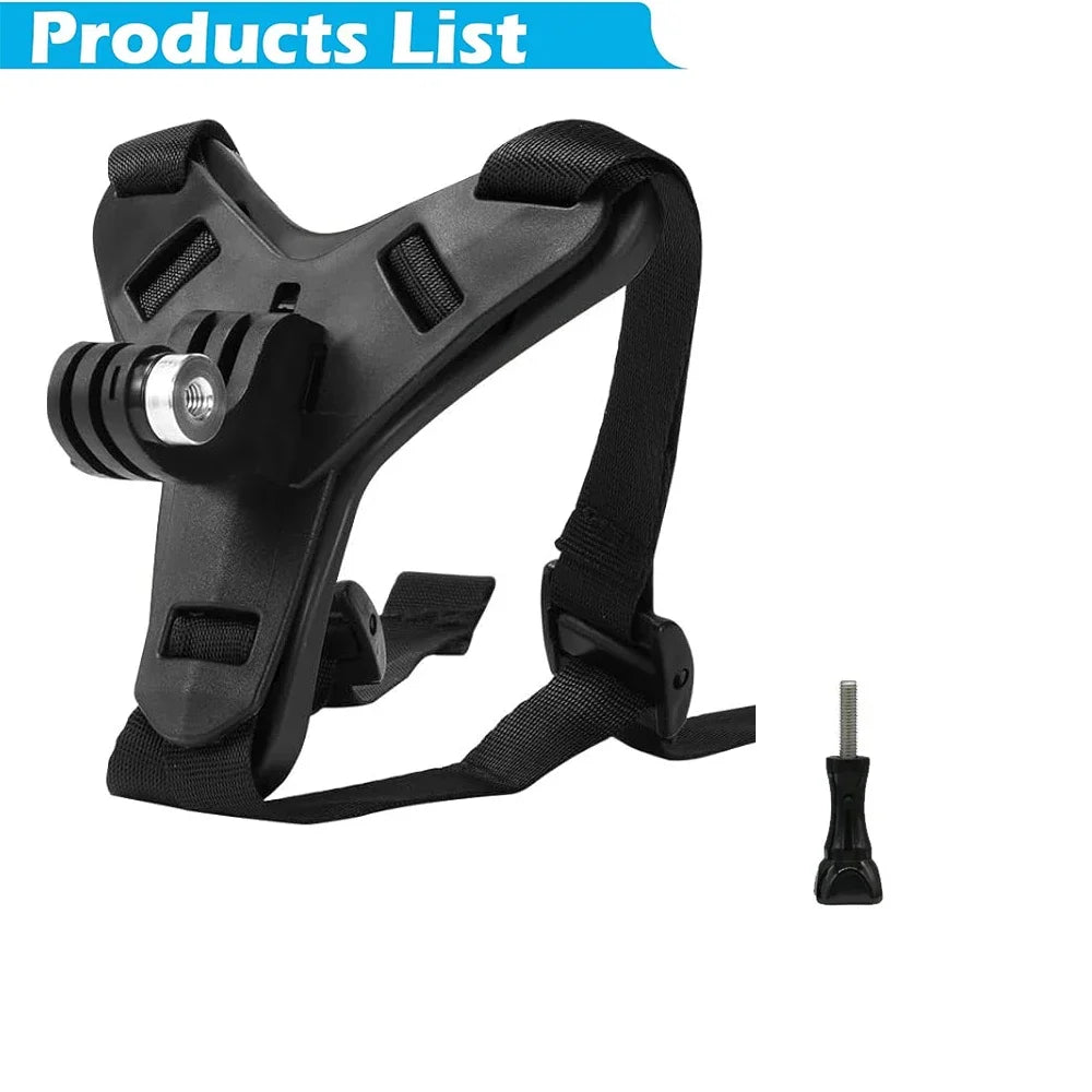 Motorcycle Helmet Chin Strap Mount for GoPro &amp; Action Cameras | Secure &amp; Compatible Black