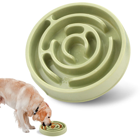 Pet Dog Slow Feeder Bowl &ndash; Anti-Gulping Design for Healthy Eating Macaron Green
