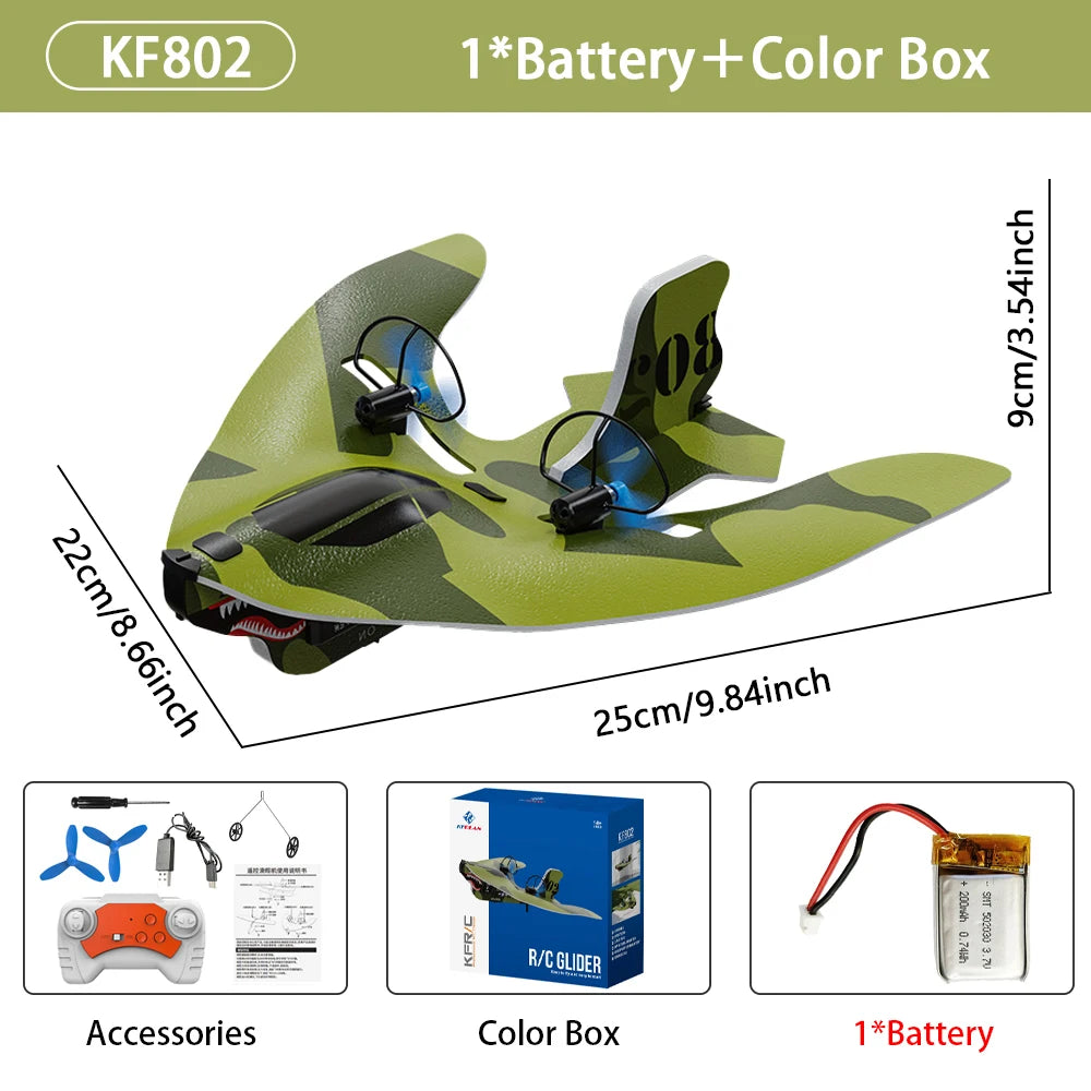 2CH Mini RC Plane 2.4G Fixed Wing Glider &ndash; With LED Lights KF802