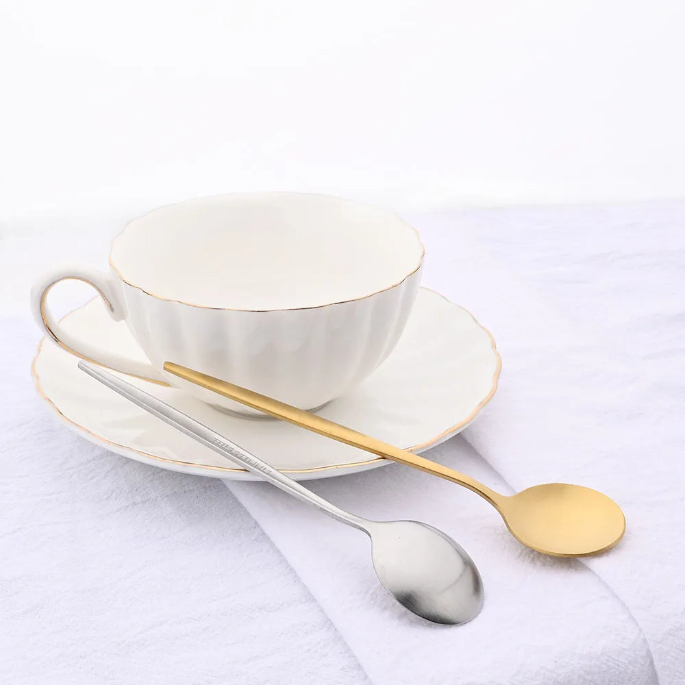 6Pcs Matte Stainless Steel Teaspoon Set &ndash; Elegant Black and Rose Gold Design