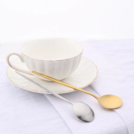 6Pcs Matte Stainless Steel Teaspoon Set &ndash; Elegant Black and Rose Gold Design