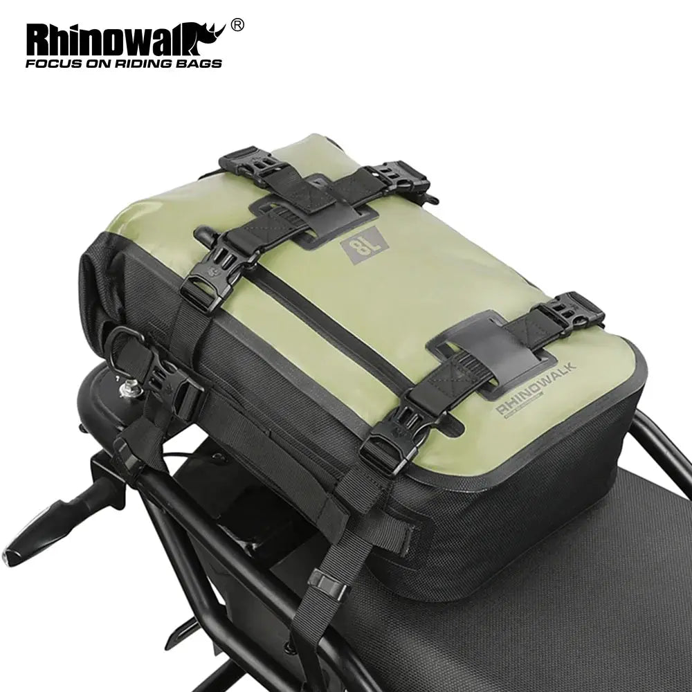 Rhinowalk Motorcycle Tail Bag Back Seat Bag 100% Waterproof Dry Cycling Backpack 8L/15L/30L For Long Distance Saddle Pack 1 PC by InterCyprus Trading Ltd