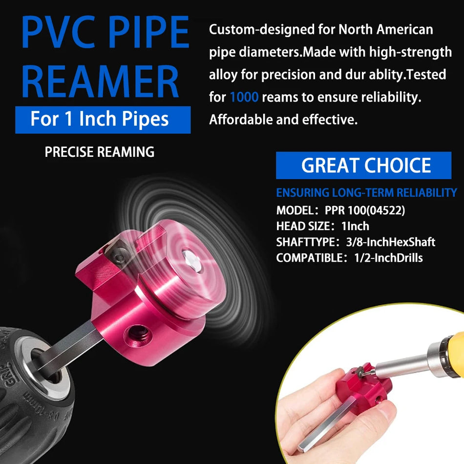 Reamer na PVC trubky pro Schedule 40 a ABS odpadní trubky s hexagonálním hřídelem 3/8 palce