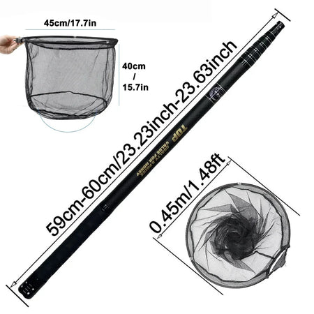 MBLN Ultralight Carbon Fiber Telescopic Fishing Landing Net, 328cm