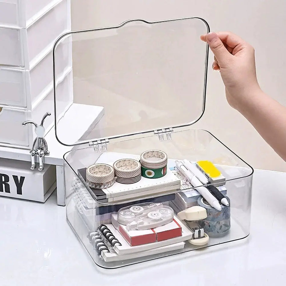 Plastic Storage Box, Covered Storage Box, Flip Top Desktop Storage Container, Office Supplies, Stationery, Cosmetics Storage by InterCyprus Trading Ltd