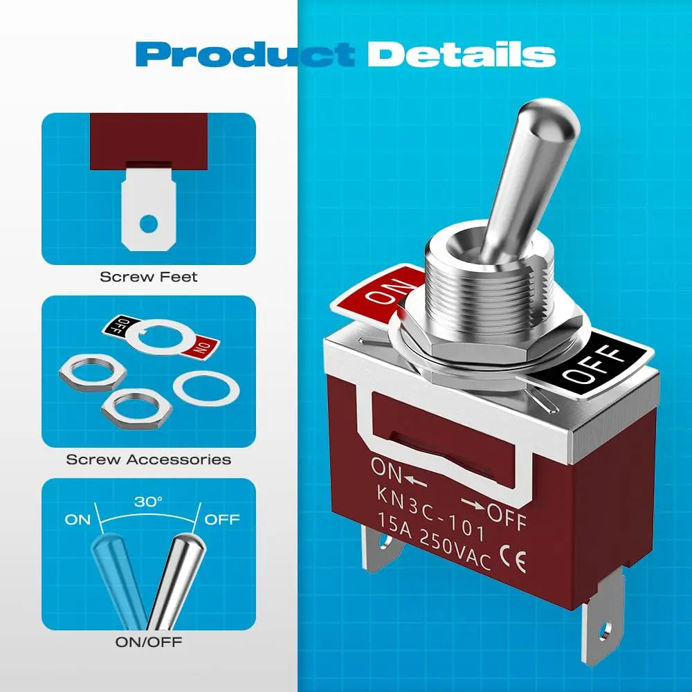 AOKIN Marine Waterproof Toggle Switch &ndash; Heavy-Duty 12V DC Performance
