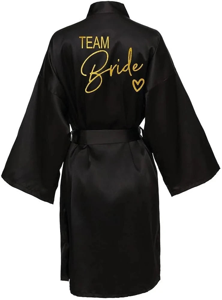 Team Bride Satin Robe - Elegant Silk &amp; Polyester Robe for Women