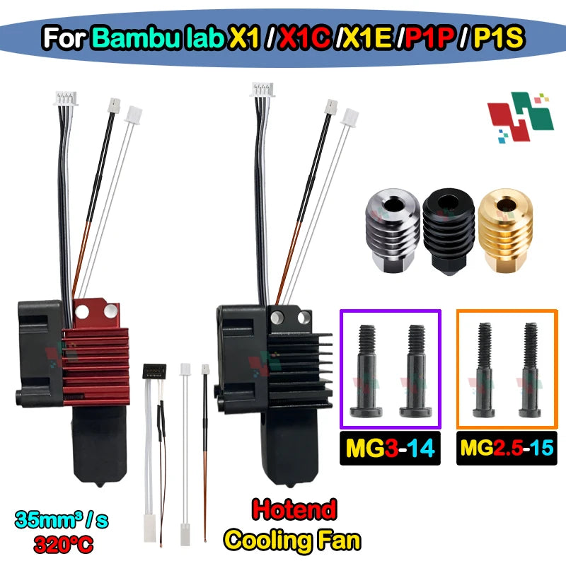 Bambu Lab X1/X1C/P1P/P1S Metal Hotend &ndash; Enhanced Cooling