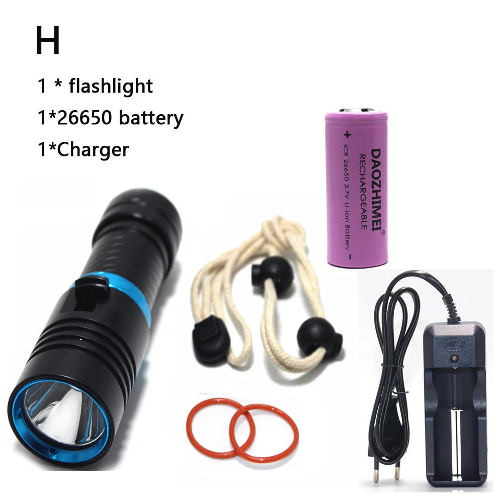 Waterproof IPX8 Diving Flashlight &ndash; Ultra-Bright LED with 100 Meter Range