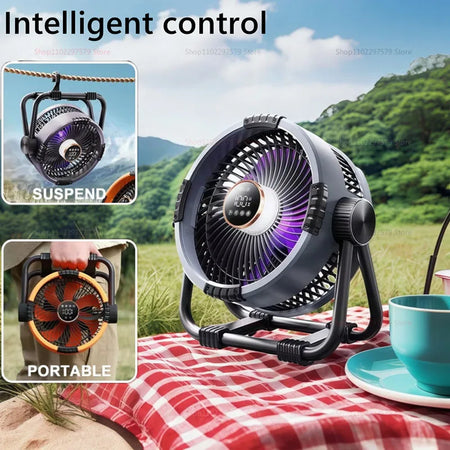 Rechargeable Camping Fan 20000mAh - LED Lights Remote