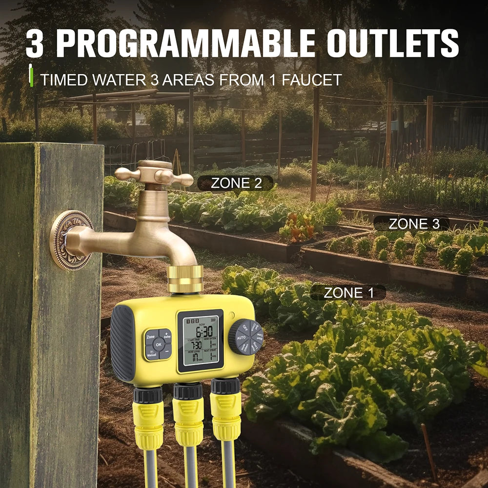 3-Outlet Water Timer for Garden Irrigation &ndash; Independent