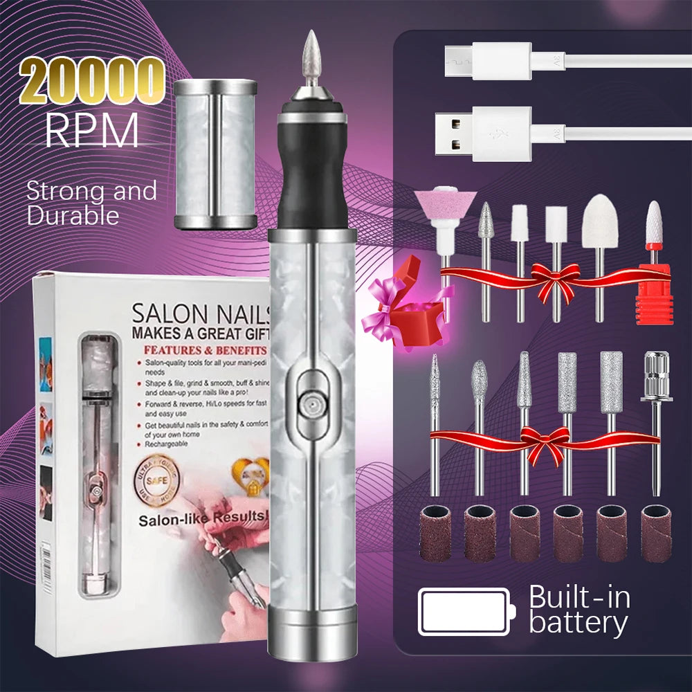 Yikoolin 20000RPM Electric Nails Drill &ndash; High Speed Tool White -1