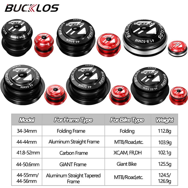 Bucklos Road Bike Headset Sealed Bearing för 34 44 50.6 52 55 56mm