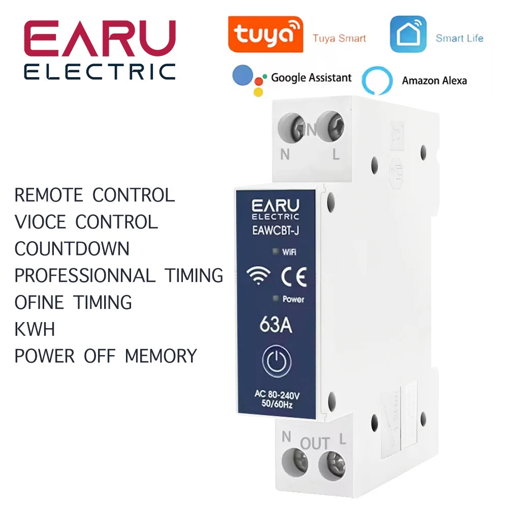 Tuya WiFi Smart Circuit Breaker with Timer &amp; Voice Control, 63A 10A / CHINA