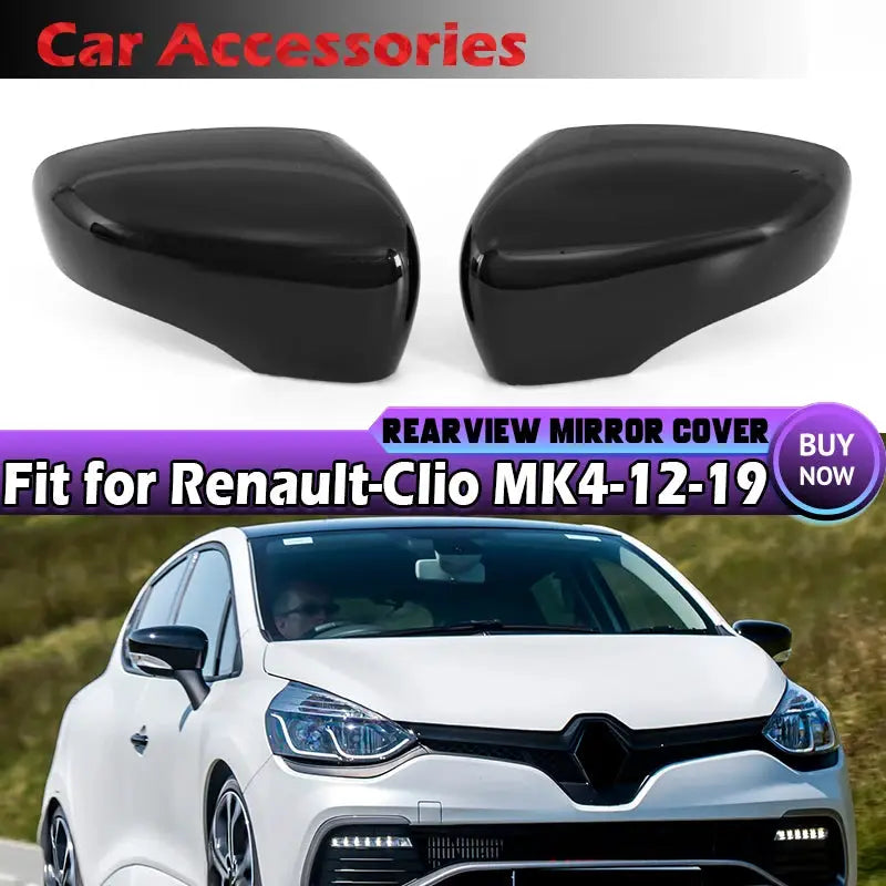 Gloss Black Wing Mirror Cover for Renault Clio Mk4 IV 2012-2019 RHD by InterCyprus Trading Ltd