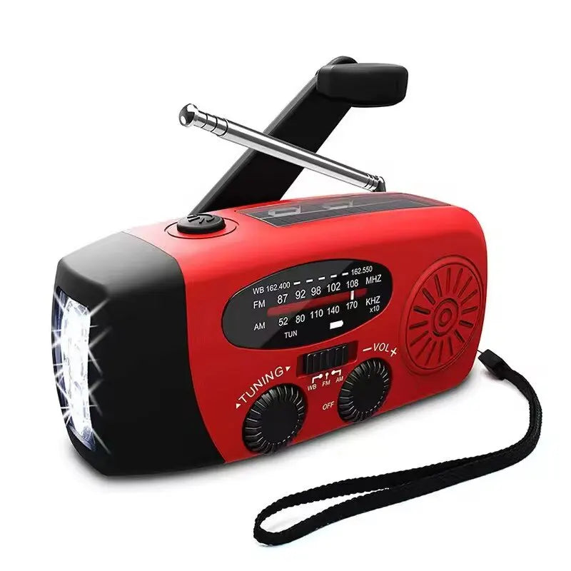 FEIWIMI Solar Hand Crank Radio &ndash; NOAA AM FM Weather Radio Red
