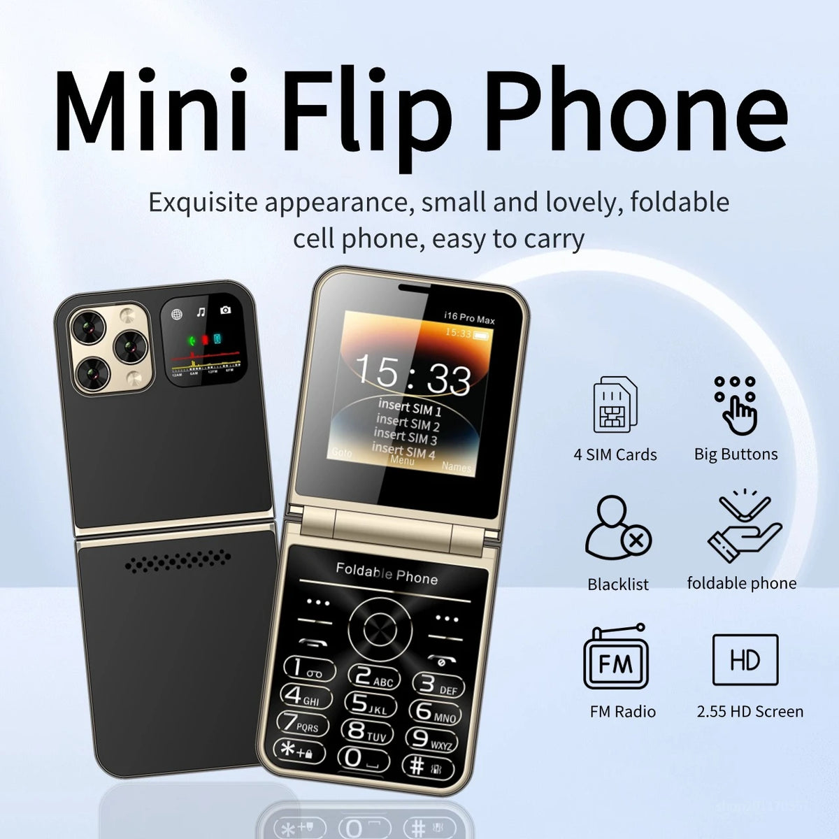 Nice Girl Flip Push Button Phone Four SIM &ndash; Low Radiation