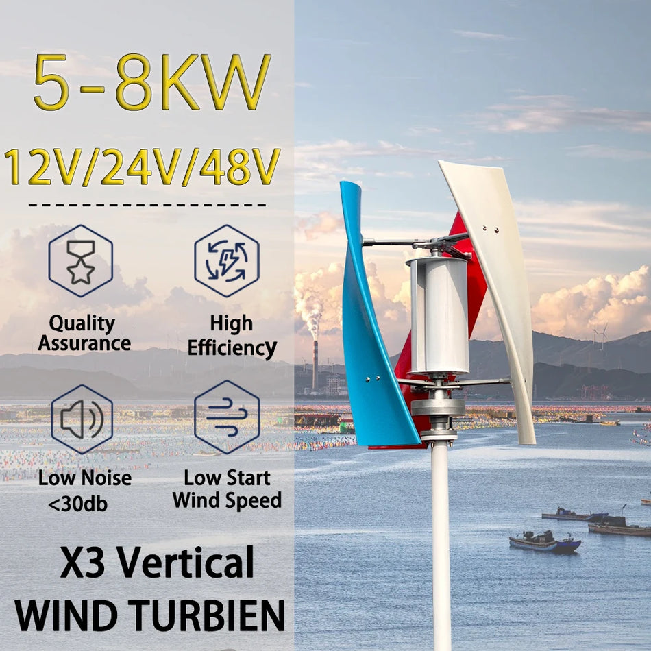 Turbina Eolica Maglev a Asse Verticale Permanente 5kW 6kW 12V 48V Generatore