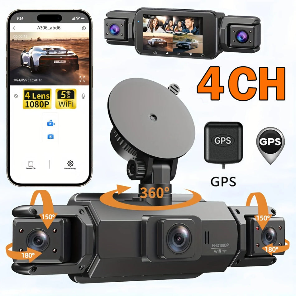 4CH GPS Dashcam with Night Vision &amp; 360&deg;