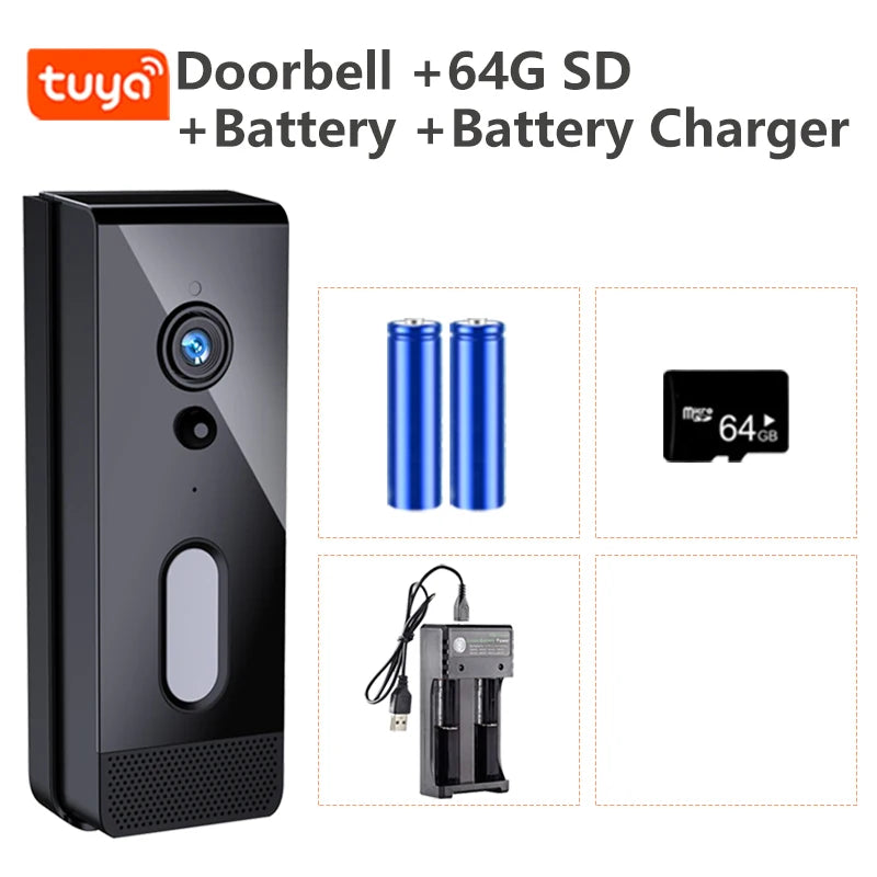 Tuya WiFi Doorbell Camera Outdoor &ndash; Battery Powered Option 8 / UK Plug