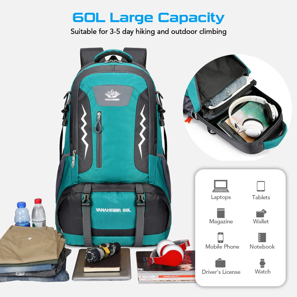 Lixada 60L Hiking Backpack &ndash; Water Resistant Outdoor Travel
