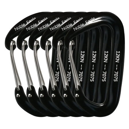 6Pcs 12kN Carabiners Set &ndash; Ultra Lightweight Outdoor Use Noble12KN 6PCS Black