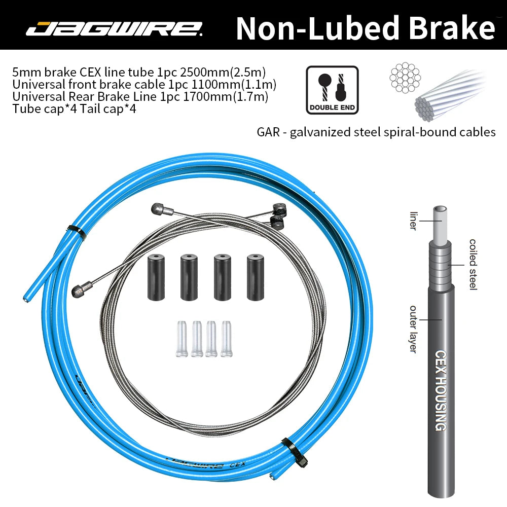 JAGWIRE MTB Road Bike Cable Set &ndash; Durable Brake and Shift Performance Brake-CEX Blue