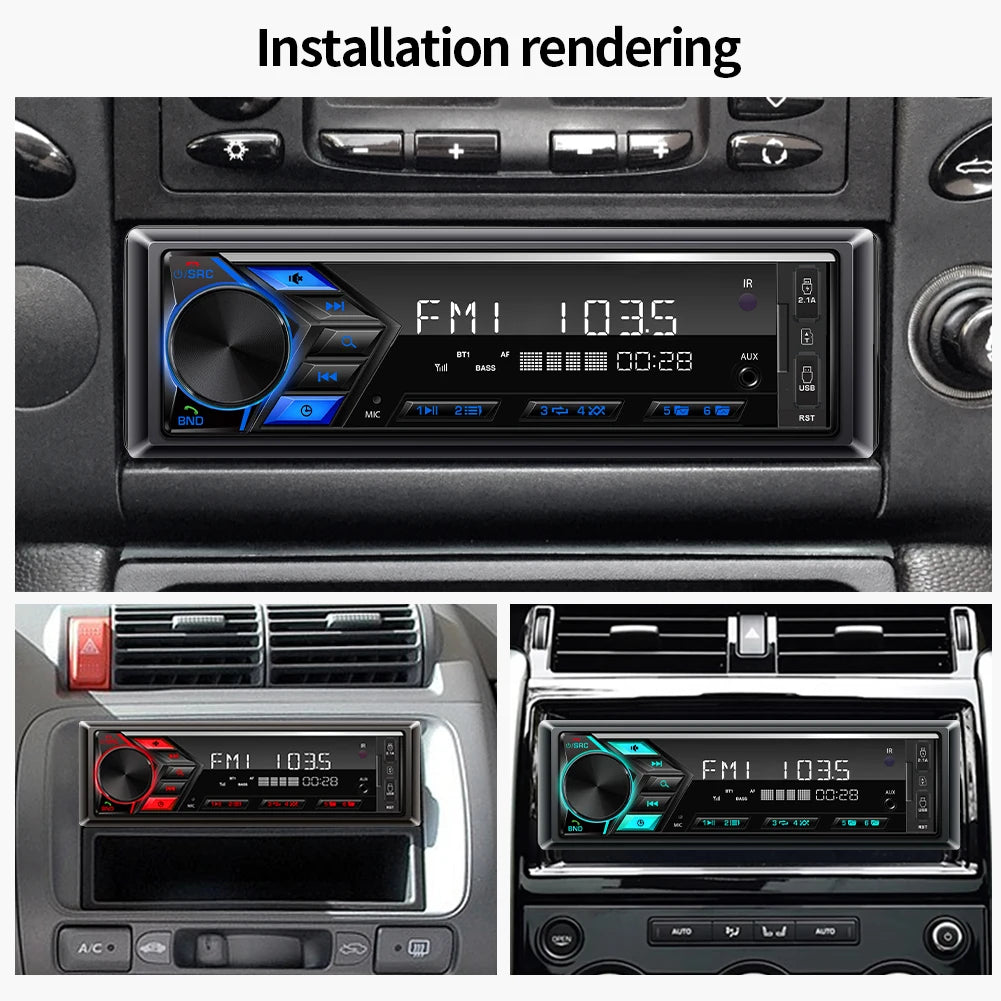 AKAMATE 1DIN Car Radio &ndash; Bluetooth MP3 USB TF Card Charging